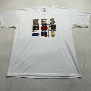 Vintage XL Teacher School Theme T Shirt Tee Mens Single Stitch USA Jerzees White